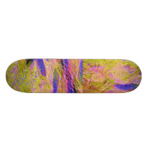 Planche à roulettes bleue rose jaune d'écrasement