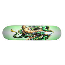 Planche à roulettes de dragon vert