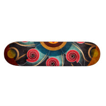 Planche à roulettes florale d'art de vecteur d'abr