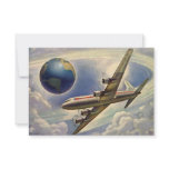 Plane Flying Around the World Change of Address Personalized Announcement