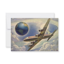 Plane Flying Around the World Change of Address Personalized Announcement
