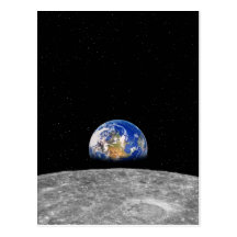 Planet earth rising over Moon Postcards