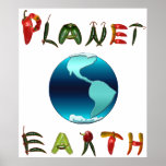 Planet Earth with Chili Peppers Posters