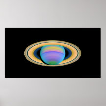 Planet Saturn's Rings in Ultraviolet Light Poster