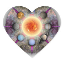 Planetary Mandala Heart Sticker