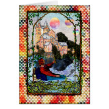 Planets Over Castle Greeting Card