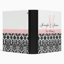 Planificateur rose noir et blanc de mariage damass