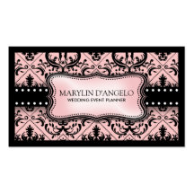 Planificateur vintage rose et noir de mariage dama cartes de visite professionnelles