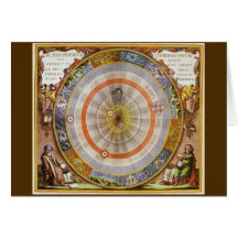 Planisphere Copernican céleste d'astronomie vintag Cartes De Vœux