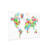 Planisphere fantaisie d'aquarelle - carte du monde impression sur toile