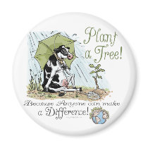 Plant a Tree Earth Day Cow Gear Magnets