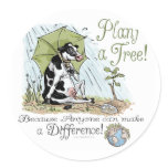 Plant a Tree Earth Day Cow Gear Round Stickers