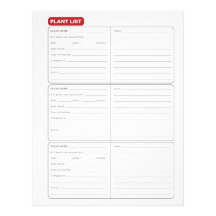 Plant List Garden Organizer Personalized Letterhead