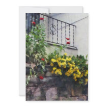 Planter With Yellow Flowering Cactus Invites