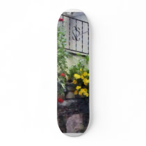 Planter With Yellow Flowering Cactus Skate Board