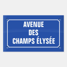 plaque de l'avenue des champs Elysées  – FRANCE Autocollants