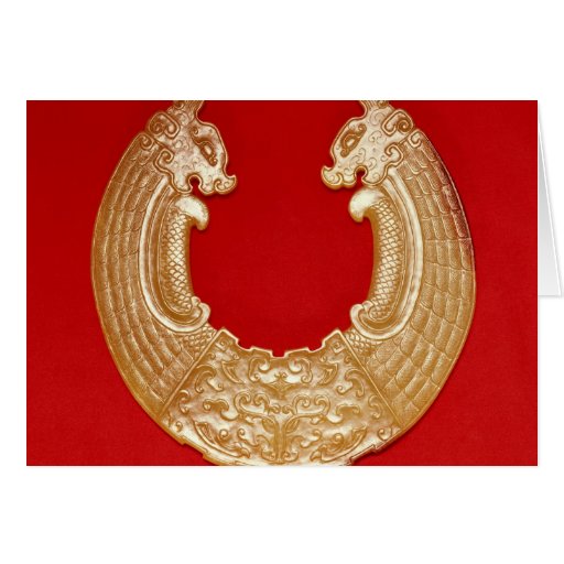 Plaque with two dragons and a Tao-tie mask Greeting Cards