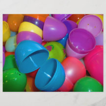 Plastic Easter Eggs Blue One Open Photograph Flyer Design