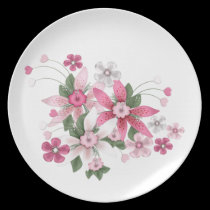 Plat fleuri assiettes
