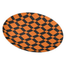 Plat noir et orange de motif assiette pour soirée