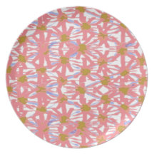 Plat rose de treillis de marguerite assiette pour soirée