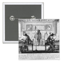 Plate engravers working with gallery pins