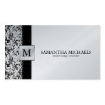 Platnium Damask Monogram Interior Design Business Cards