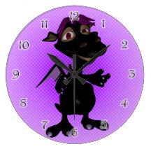 Platypus Black Dino Girl Wall Clocks