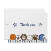 Play Ball Sports Boys Thank You Note Cards