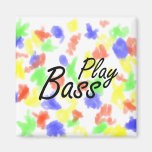 Play bass black text refrigerator magnets