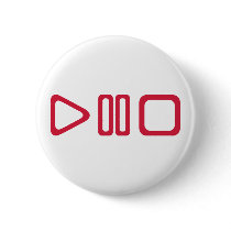 Play pause stop pinback button