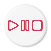 Play pause stop fridge magnets