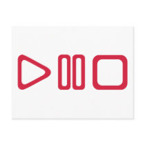 Play pause stop postcard