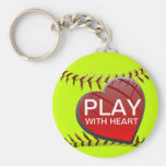 Play With Heart Softball Keychain