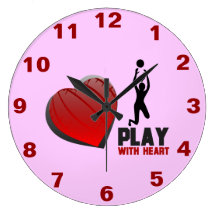 Play With Heart Volleyball Wall Clock