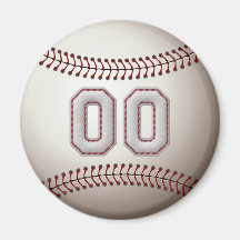 Player Number 00 - Cool Baseball Stitches Refrigerator Magnet