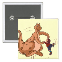 Playful Dinosaur + Child art by Sushobhan Sengupta Buttons