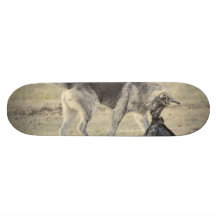 Playful dog skateboard