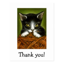 Playful kitten thank you postcards