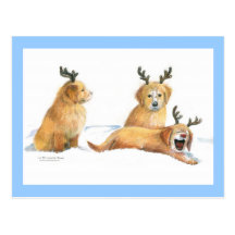 Playful Puppies Christmas Postcard