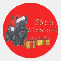 Playful Scottie Christmas Sticker