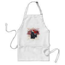 Playful Scottie Santa in Snow Apron