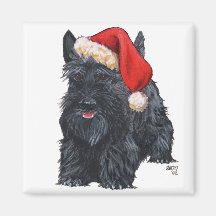 Playful Scottish Terrier Santa Magnet