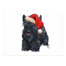 Playful Scottish Terrier Santa Post Cards