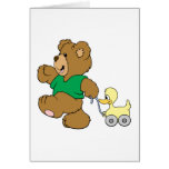 playful teddy bear with toy ducky cards