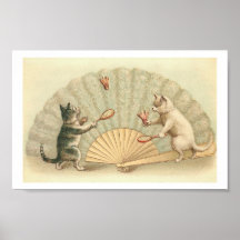 Playful Vintage Kitties Print