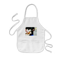 Playing a White Guitar Apron