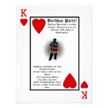 Playing Card King Photo Birthday Party Invitation
