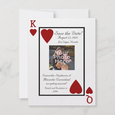 Playing Card Wedding Invitations on Playing Card King Queen Photo Save The Date Custom Invitations By