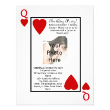 Playing Card Queen Photo Birthday Party Invitation